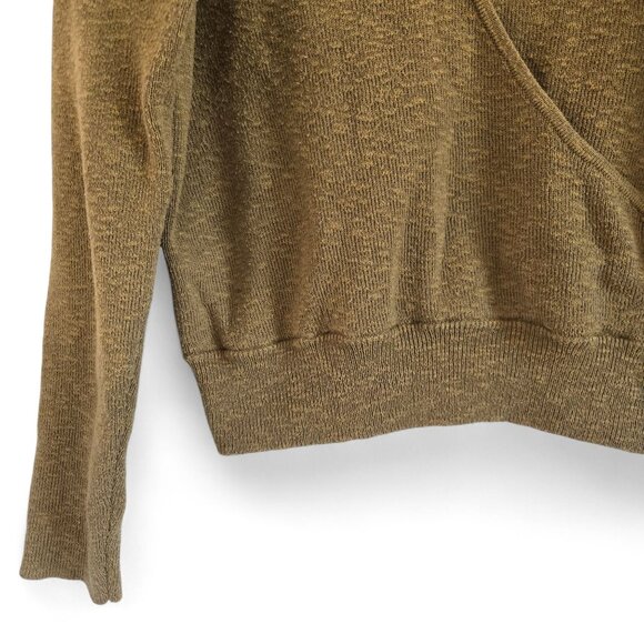 Madewell Womens Surplice Wrap Sweater M Olive Green Cotton Blend Long Sleeve - Picture 9 of 14